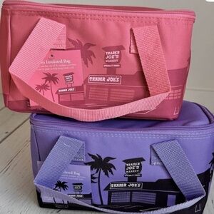 NEW Trader Joe’s - 2 Mini Insulated Cooler Bags - Pink & Lavender